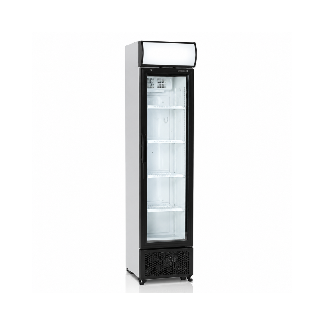 Узкий холодильный шкаф-витрина с LED-панелью, 182 л