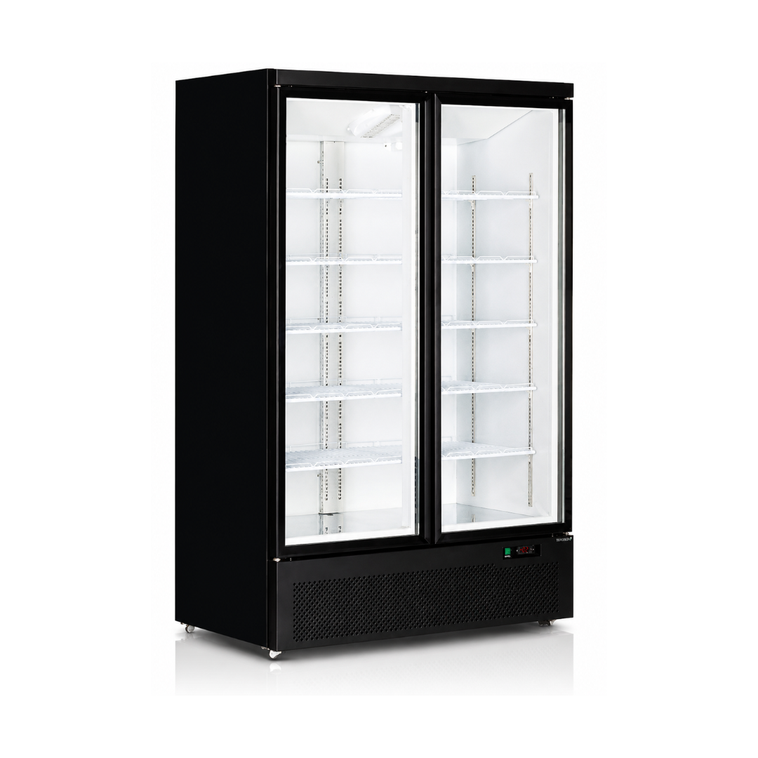Холодильный шкаф со стеклянными распашными дверями 1081 л, чёрный TEFCOLD ATOM MAXI C2DB