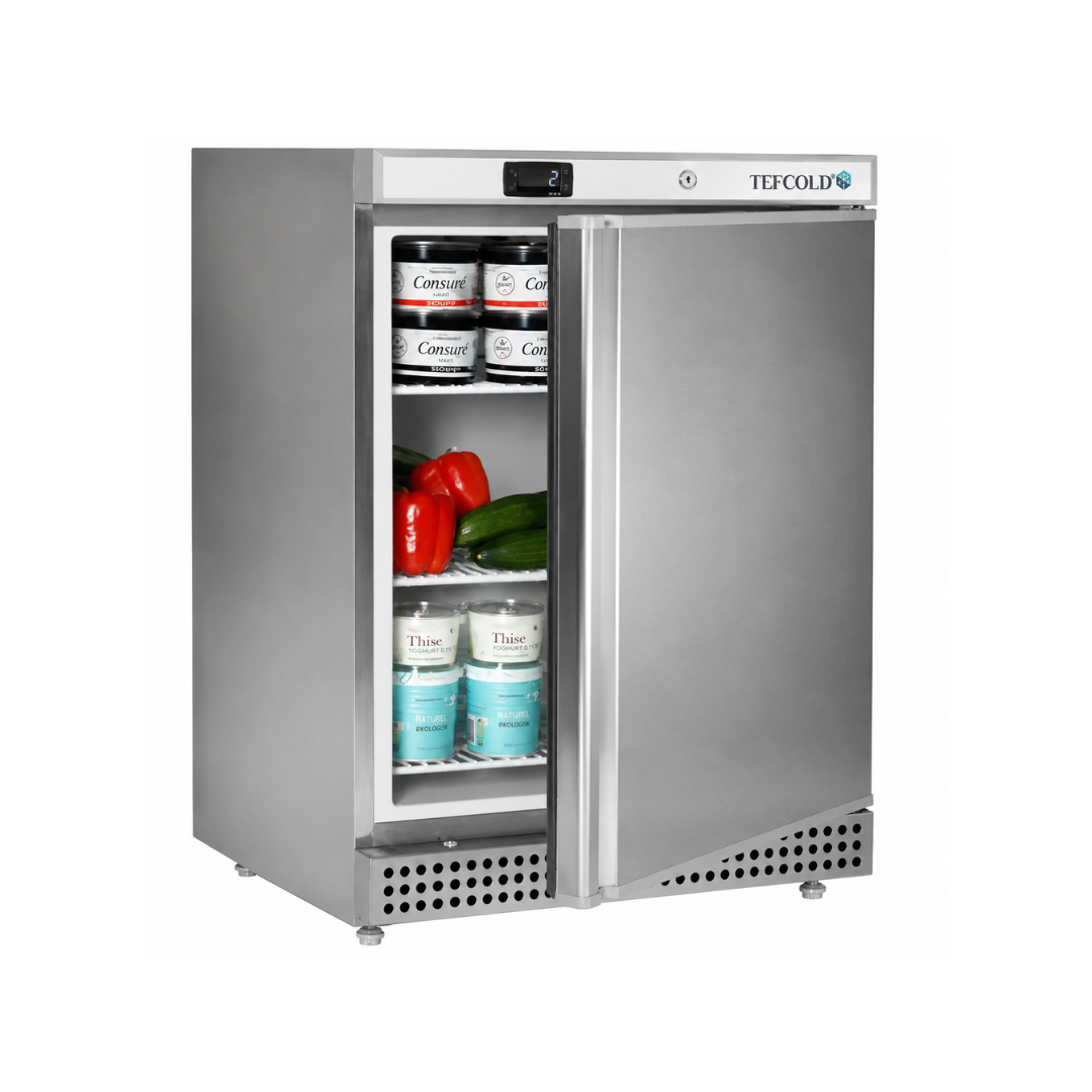 Холодильный шкаф из нержавеющей стали 129 л, глухая дверьTEFCOLD UR200X1