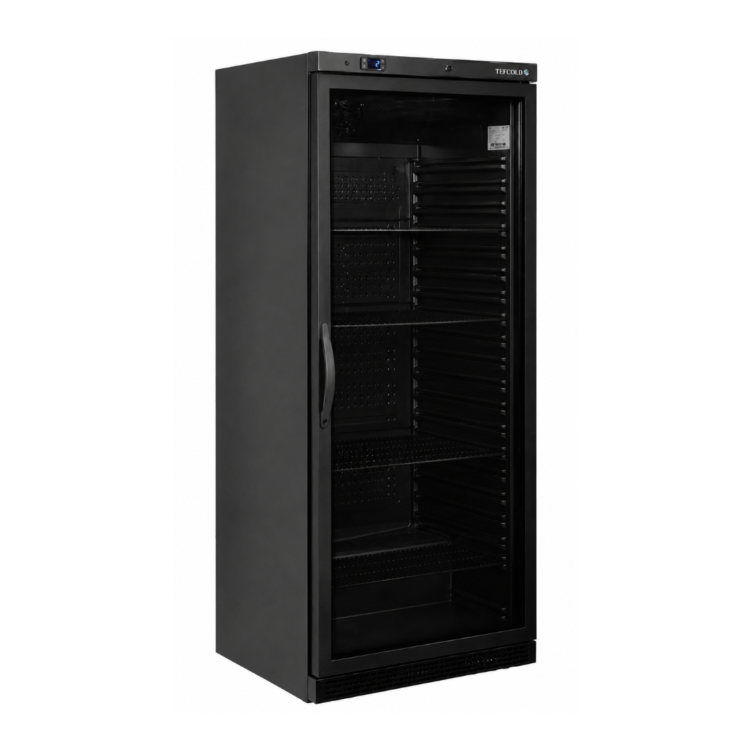 Холодильный шкаф со стеклянной распашной дверью 605 л, чёрный TEFCOLD UR600BG